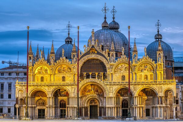 The famous St Mark's Basilica in Venice at dawn