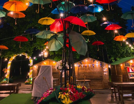 German markets at night in Sofia, Bulgaria