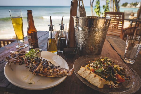 Beachfront dining in Barbados