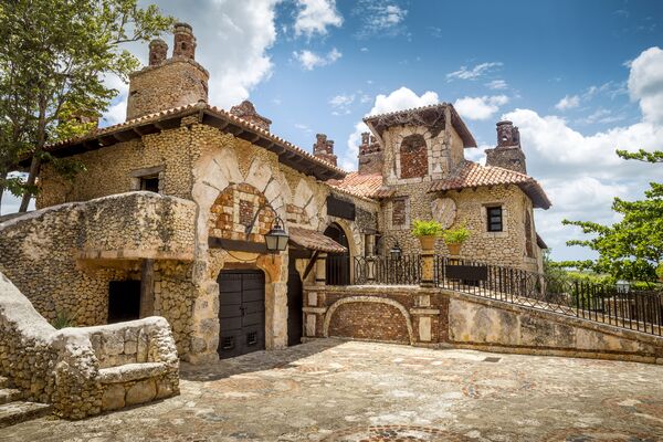 La Romana, Dominican Republic - July 7, 2015: Altos de Chavon village, La Romana in Dominican Republic - this village is a commercial destination for tourists coming to La Romana. Its buildings are built in mediterranean style. There are shops and restaurants in this village.