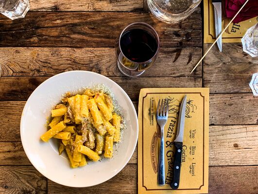 Traditional carbonara dish in Rome