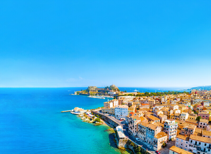 Panoramic view of Kerkyra, capital of Corfu island, Greece