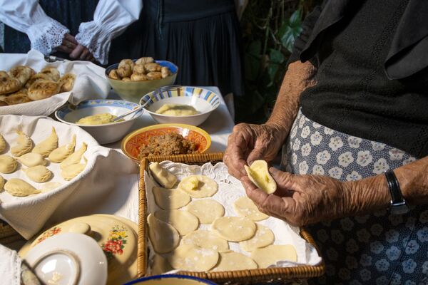 Traditional pasta being made in Sardinia