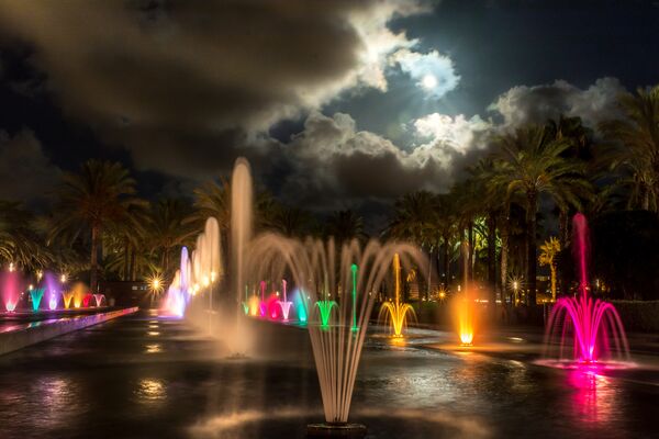 Fountains at night in Salou, Costa Dorada, Spain